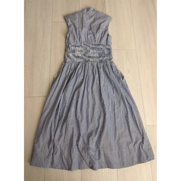 Anthropologie The Tommie Cap-Sleeve Smocked Front-Zip Shirt Dress Shine Sz S - Picture 8 of 11